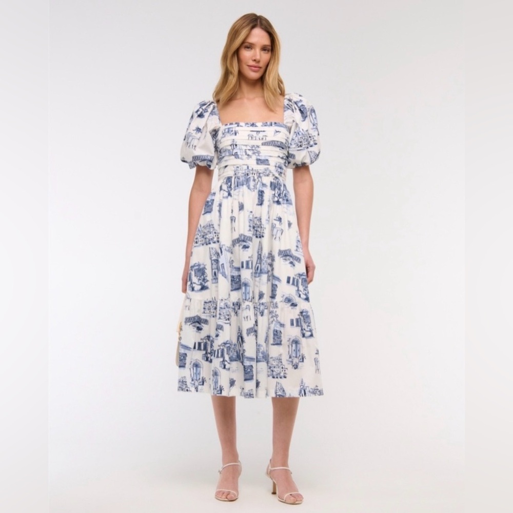The A&F Emerson Poplin Puff Sleeve Midi Dress